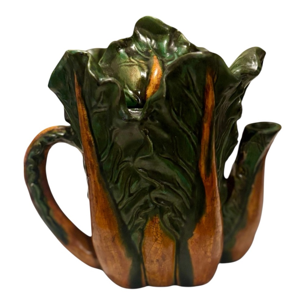 Bok Choy Leaf Ceramic Tea Pot | Vintage Decor